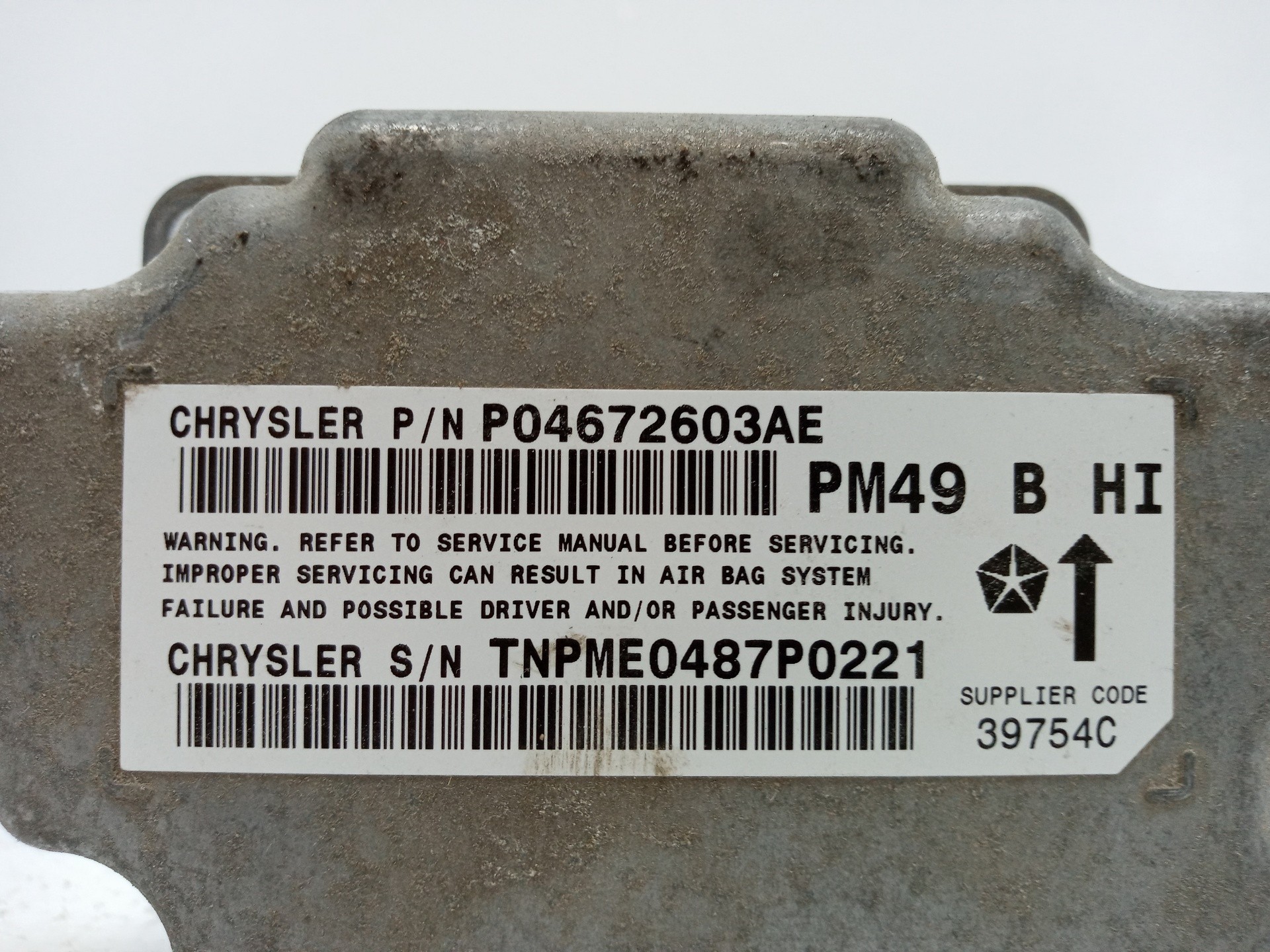 CENTRALITA AIRBAG DODGE CALIBER P04672603AE / PM49BHI P04672603AEPM49BHI - Vista 2