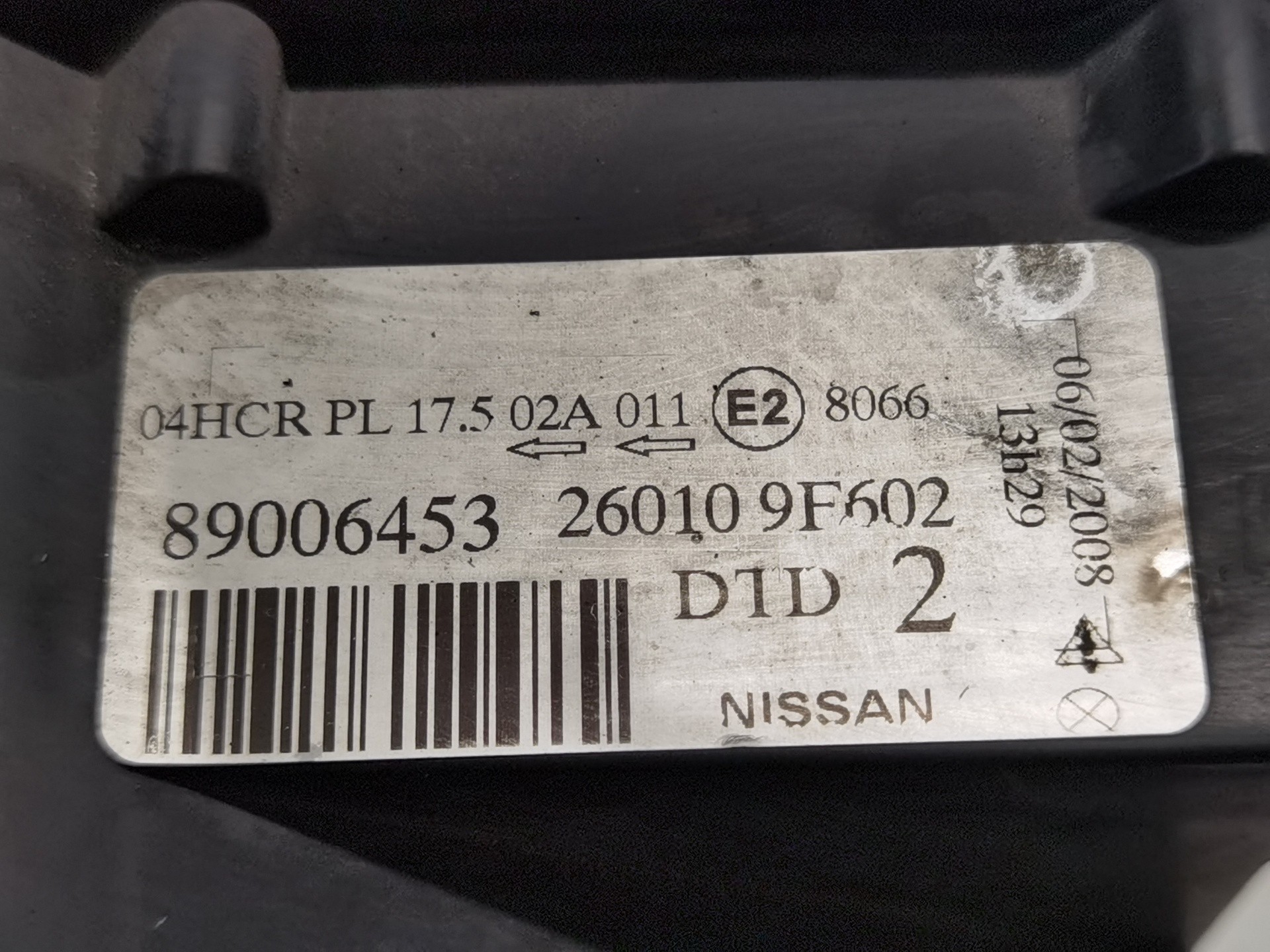 FARO DERECHO NISSAN PRIMERA BERLINA (P11) 89006453 / 260109F602 89006453260109F602 - Vista 3