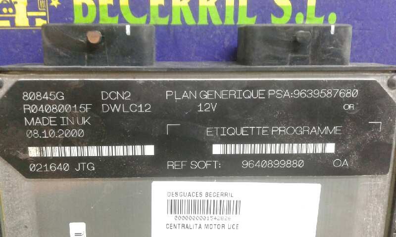 CENTRALITA MOTOR UCE PEUGEOT 206 BERLINA 9640899880 / 9640899880 / R04080015F 96408998809640899880R04080015F - Vista 2