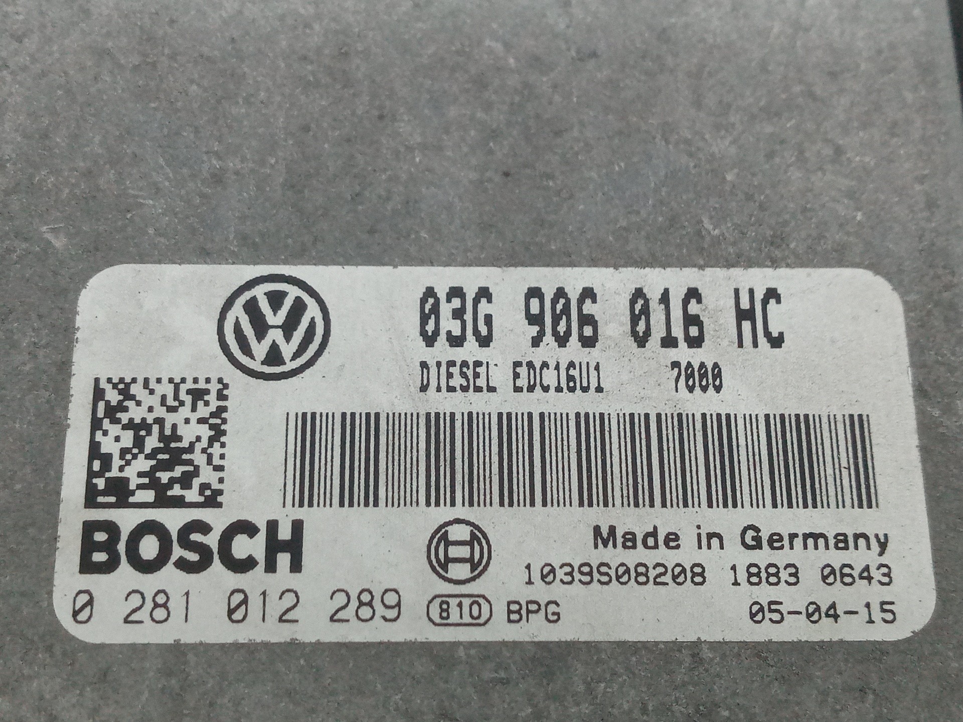 CENTRALITA MOTOR UCE SEAT ALTEA (5P1) 03G906016HC / 0281012289 03G906016HC0281012289 - Vista 3