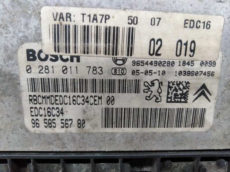 CENTRALITA MOTOR UCE PEUGEOT 206 BERLINA 9658556780 / EDC16C34 / 0281011783 9658556780EDC16C340281011783 - Vista 2