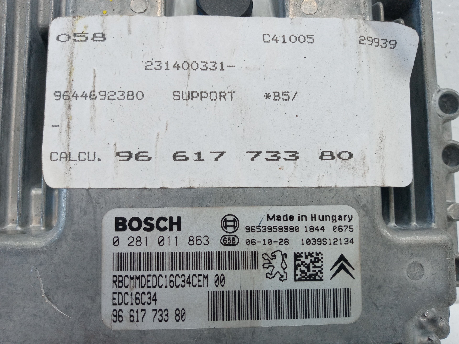 CENTRALITA MOTOR UCE CITROËN C4 BERLINA 9661773380 / EDC16C34 9661773380EDC16C34 - Vista 3
