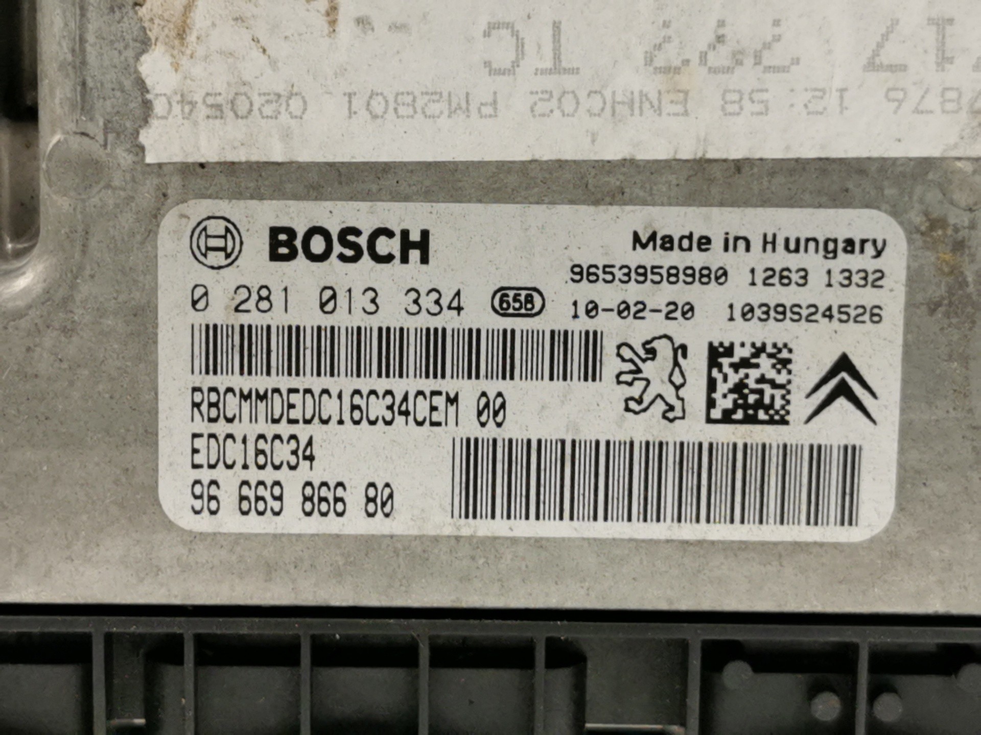 CENTRALITA MOTOR UCE PEUGEOT 5008 0281013334 / 9653958980 / 9666986680 028101333496539589809666986680 - Vista 2