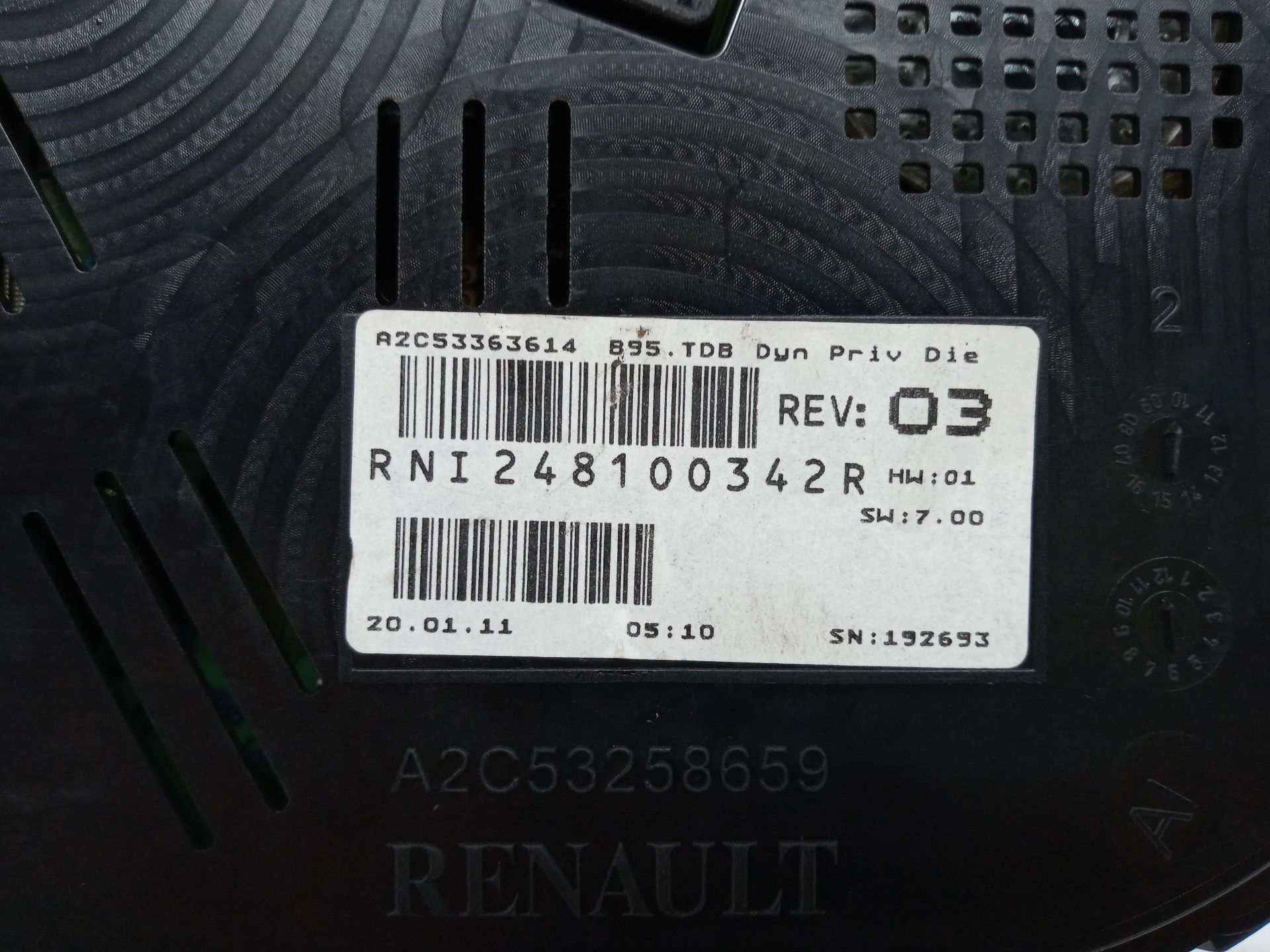 CUADRO INSTRUMENTOS RENAULT MEGANE III BERLINA 5 P 248100342R / RNI248100342R 248100342RRNI248100342R - Vista 3