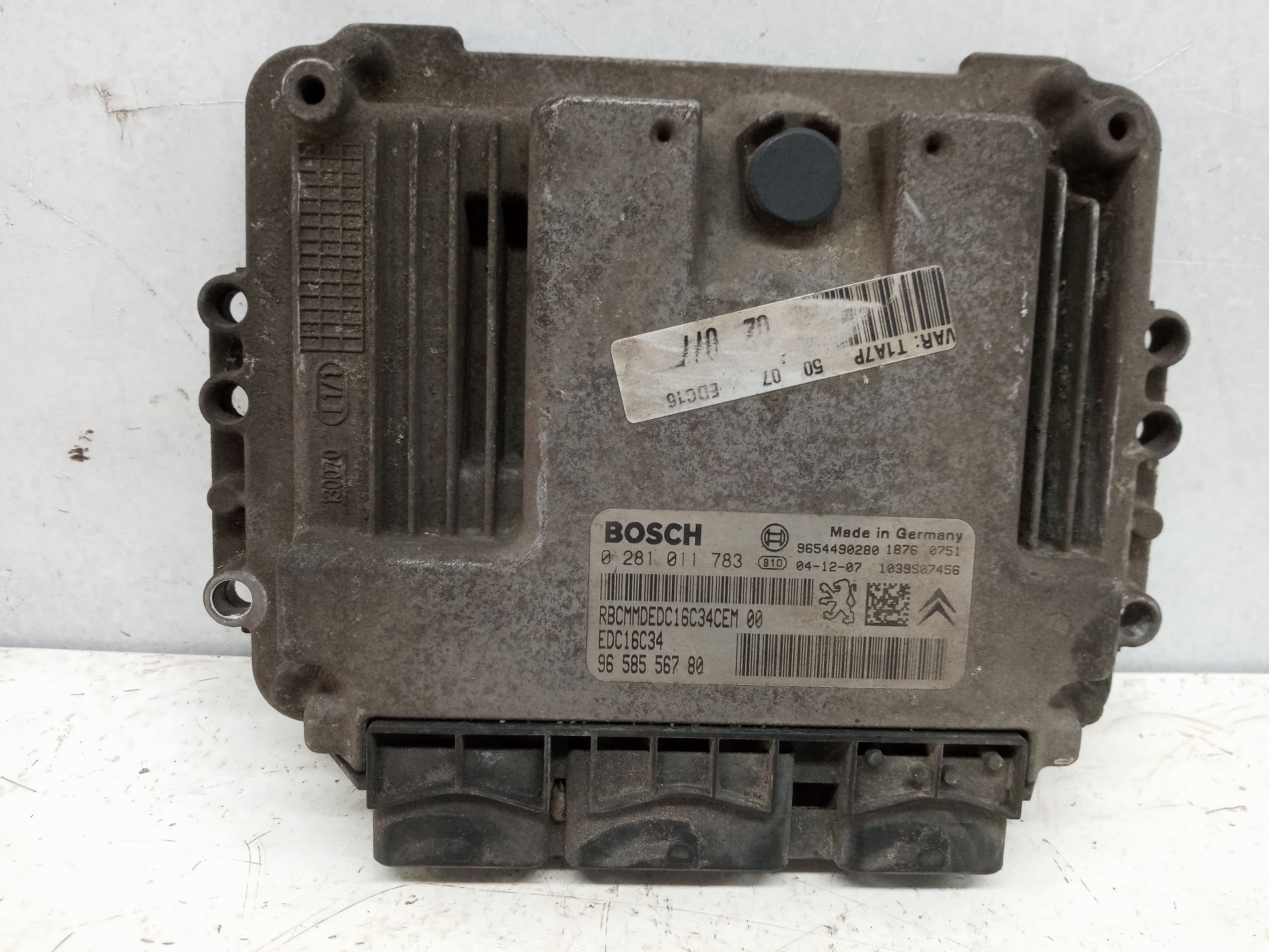 CENTRALITA MOTOR UCE PEUGEOT 206 BERLINA 9658556780 / EDC16C34 / 0281011783 9658556780EDC16C340281011783