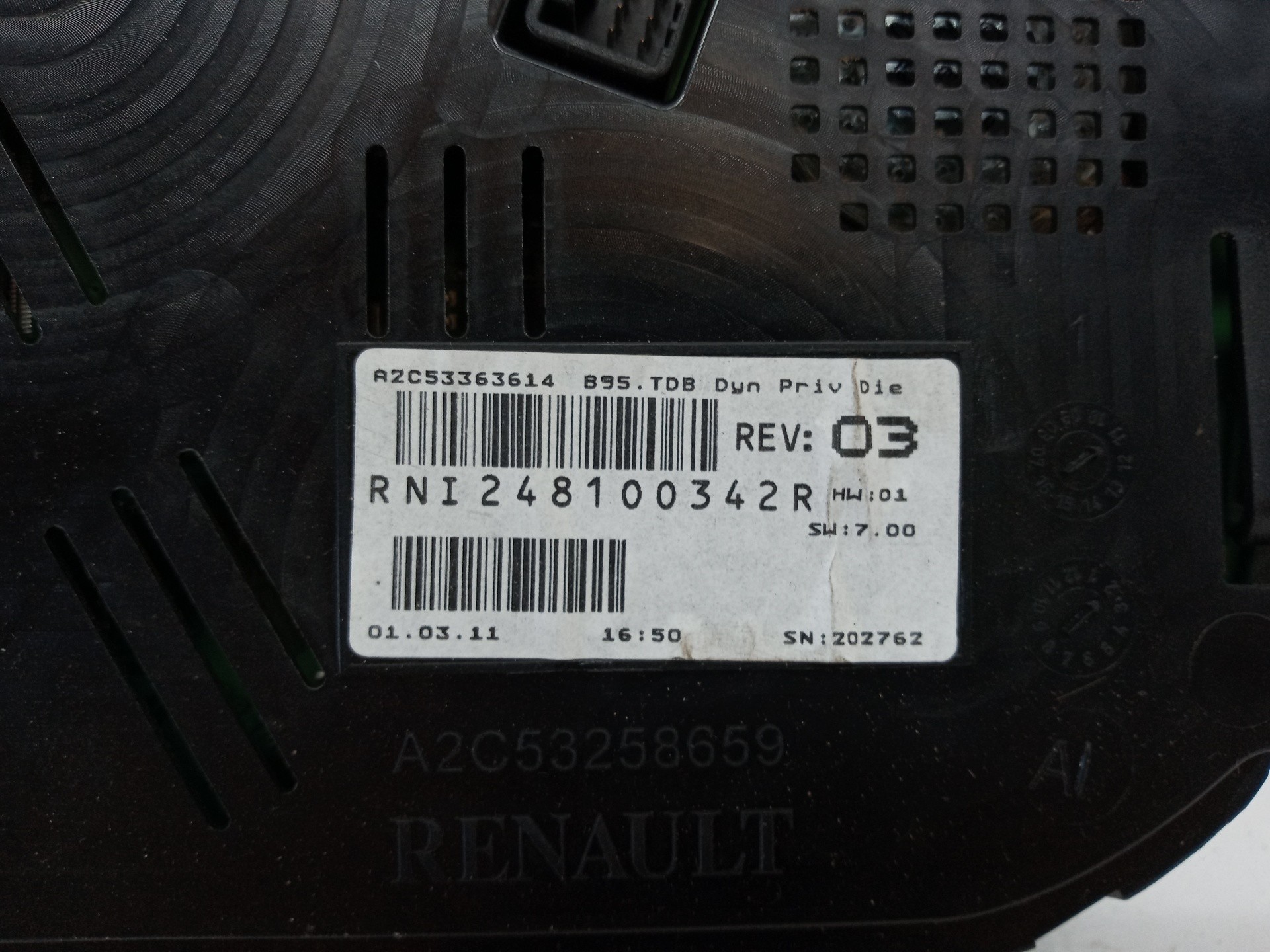 CUADRO INSTRUMENTOS RENAULT MEGANE III BERLINA 5 P RNI248100342R / A2C53258659 / A2C53363614 RNI248100342RA2C53258659A2C53363614 - Vista 3