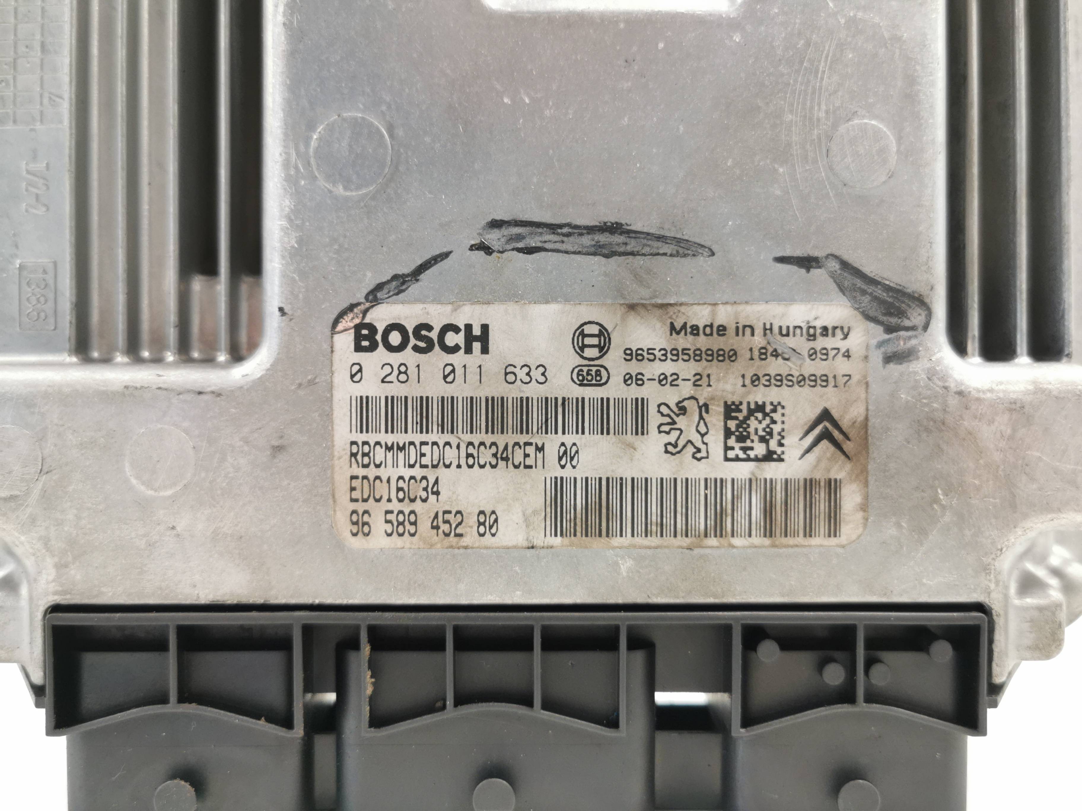 CENTRALITA MOTOR UCE PEUGEOT 407 9658945280 / EDC16C34 / 0281011633 9658945280EDC16C340281011633 - Vista 2