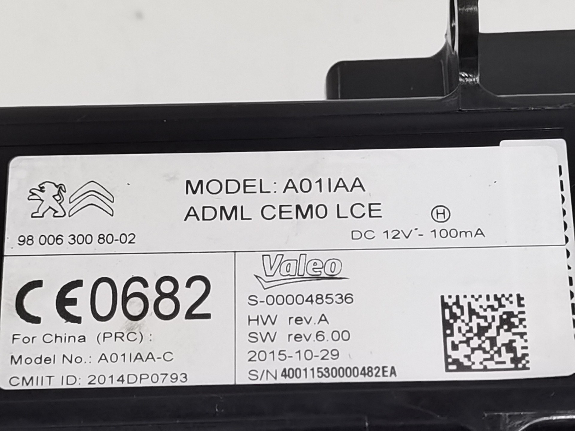 CONMUTADOR DE ARRANQUE CITROËN C4 GRAND PICASSO 980063008002 / S000048536 980063008002S000048536 - Vista 2