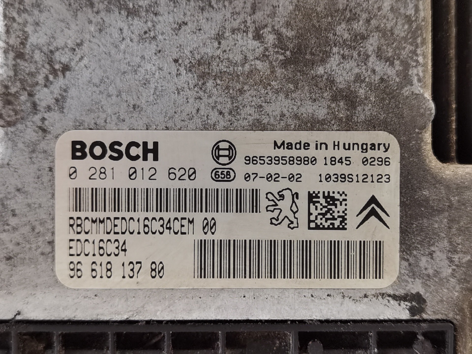 CENTRALITA MOTOR UCE PEUGEOT PARTNER (S2) 9661813780 / EDC16C34 / 0281012620 9661813780EDC16C340281012620 - Vista 3