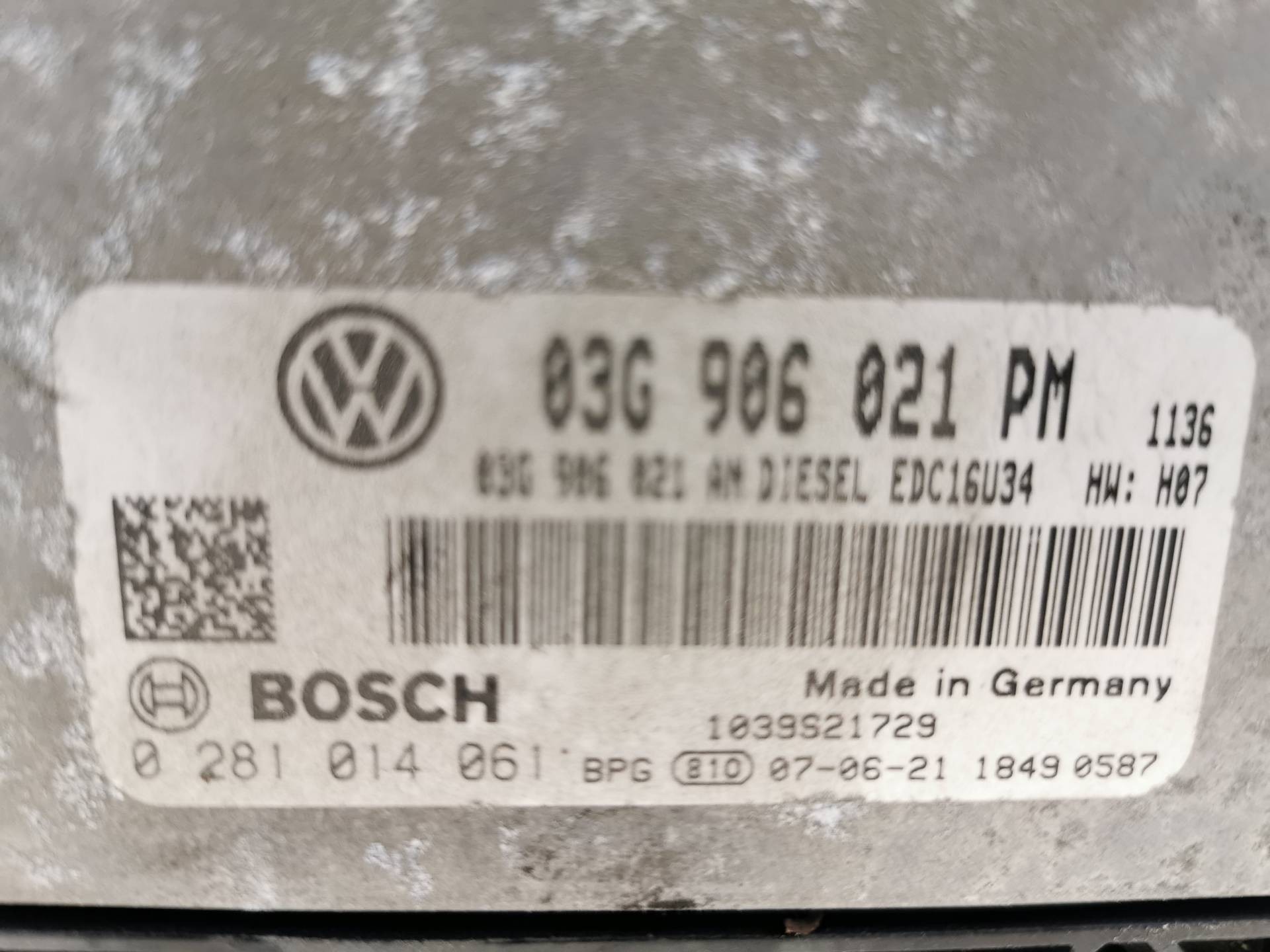 CENTRALITA MOTOR UCE VOLKSWAGEN GOLF V Variant (1K5) 03G906021PM 03G906021PM - Vista 2