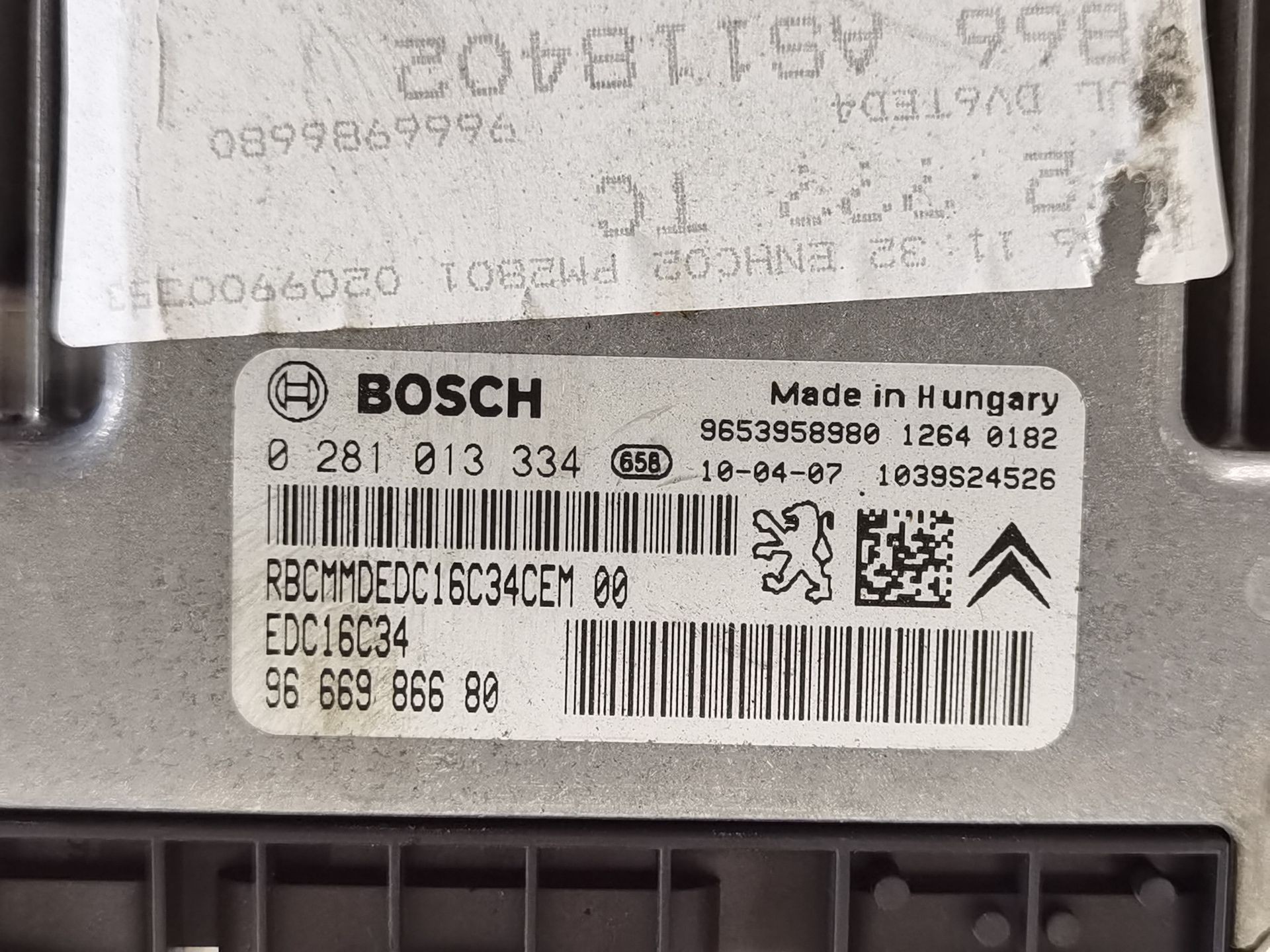 CENTRALITA MOTOR UCE PEUGEOT 5008 (0U_, 0E_) 9666986680 / EDC16C34 / 0281013334 9666986680EDC16C340281013334 - Vista 2