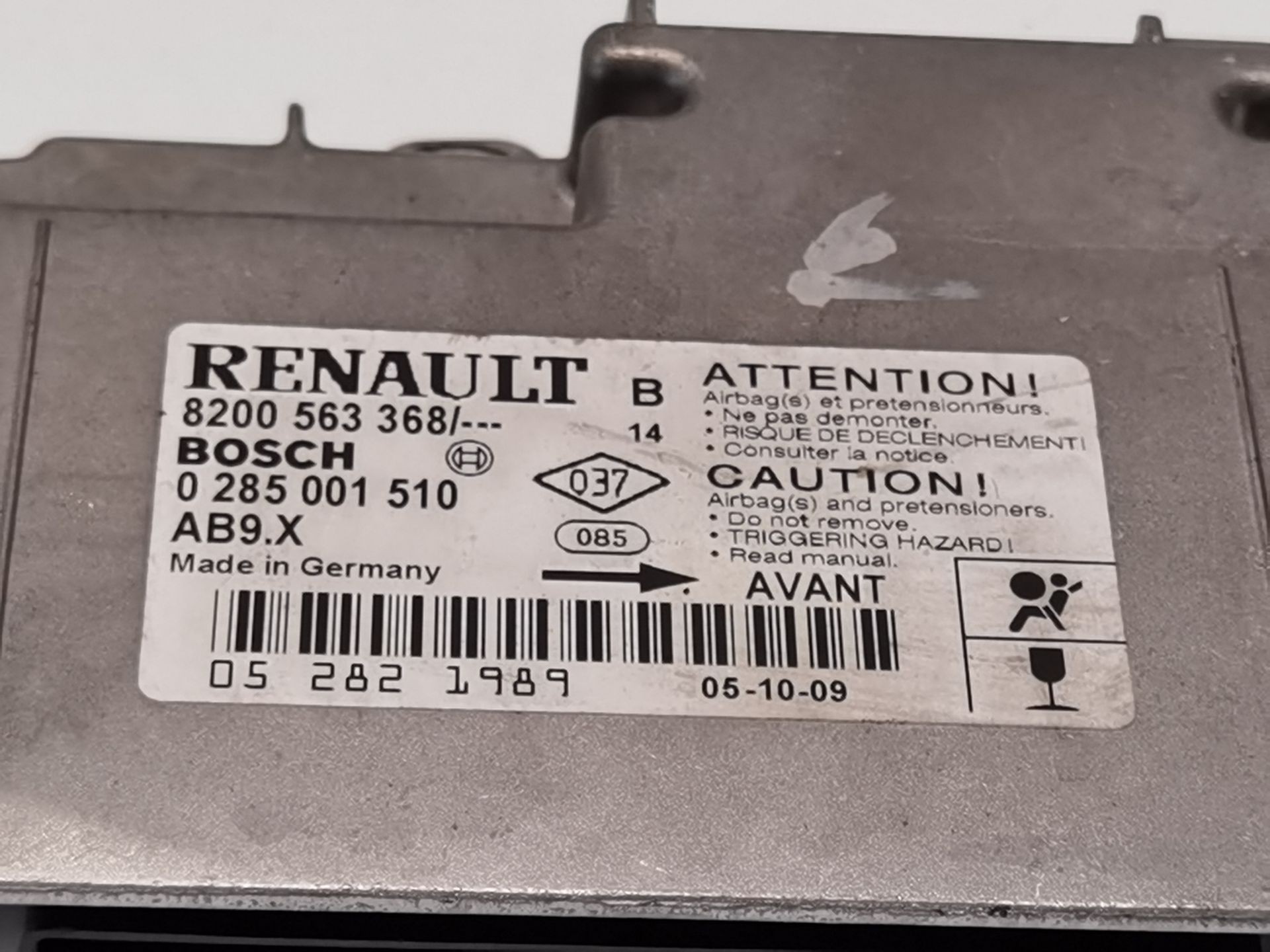 CENTRALITA AIRBAG RENAULT CLIO III (BR0/1, CR0/1) 8200563368 / 0285001510 82005633680285001510 - Vista 2