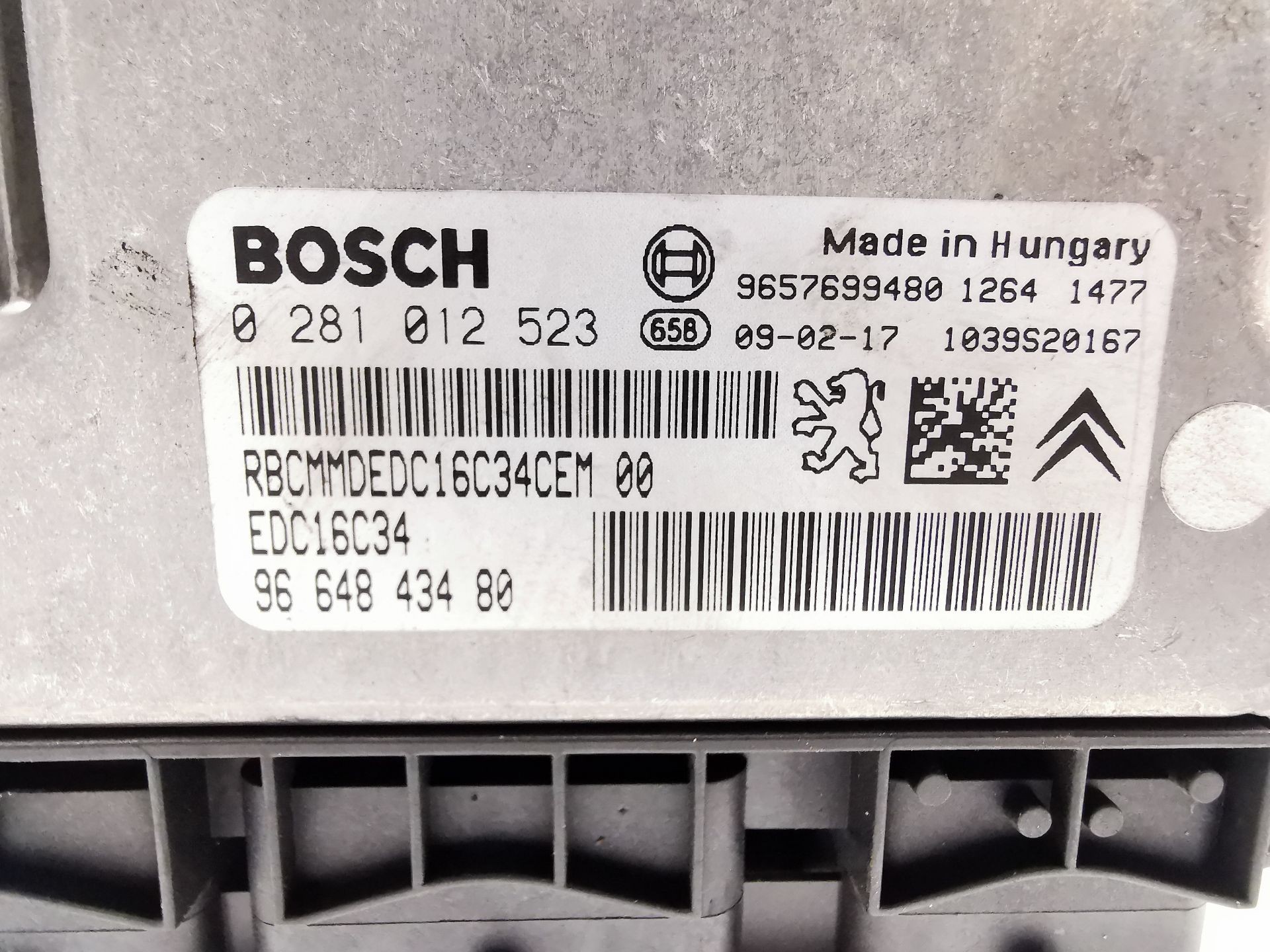 CENTRALITA MOTOR UCE CITROËN C3 I (FC_, FN_) 9664843480 / 9657699480 / EDC16C34 / 0281012523 96648434809657699480EDC16C340281012523 - Vista 3