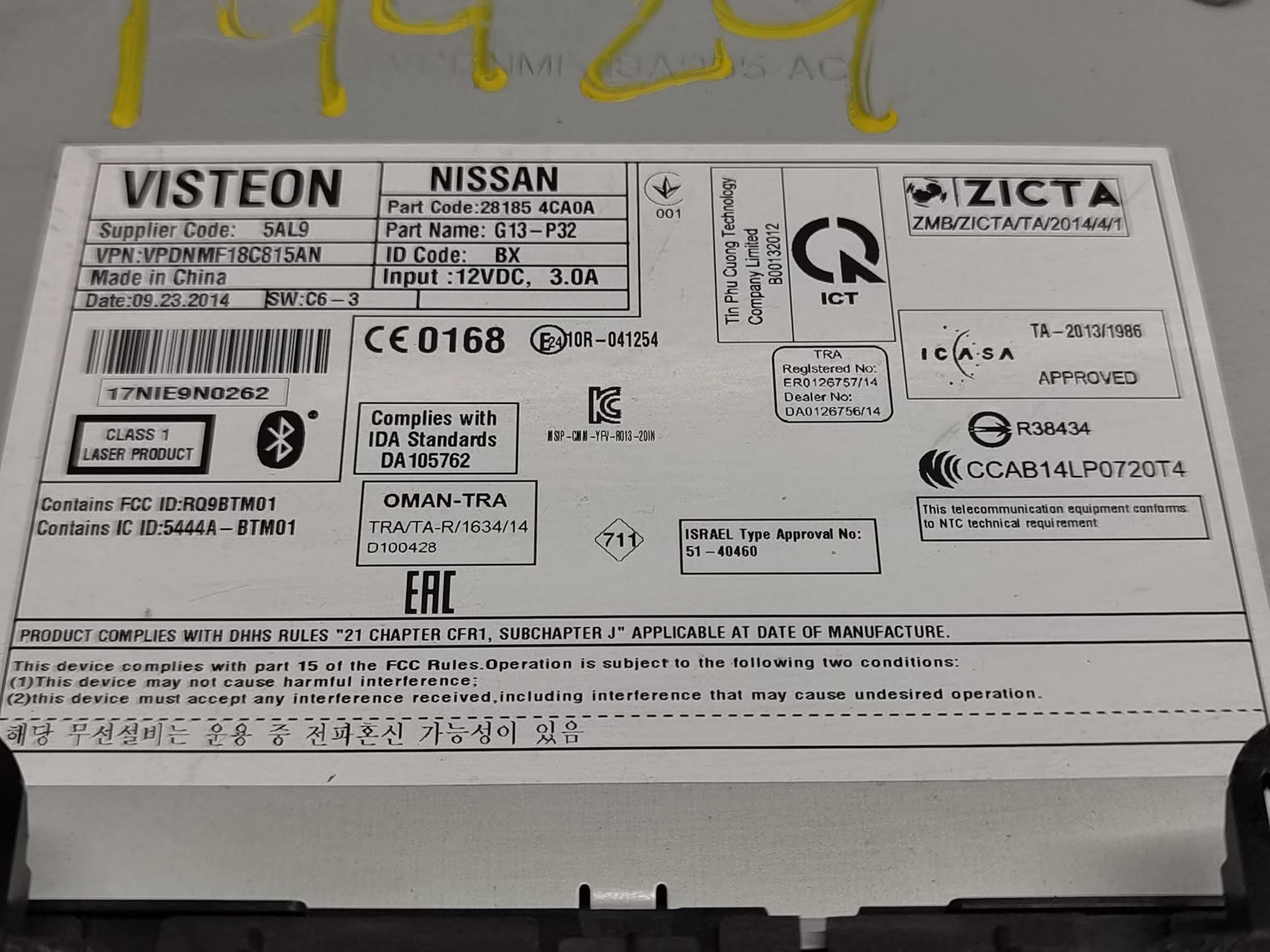 SISTEMA AUDIO / RADIO CD NISSAN QASHQAI II (J11, J11_) 281854CA0A / 18C815AN 281854CA0A18C815AN - Vista 3