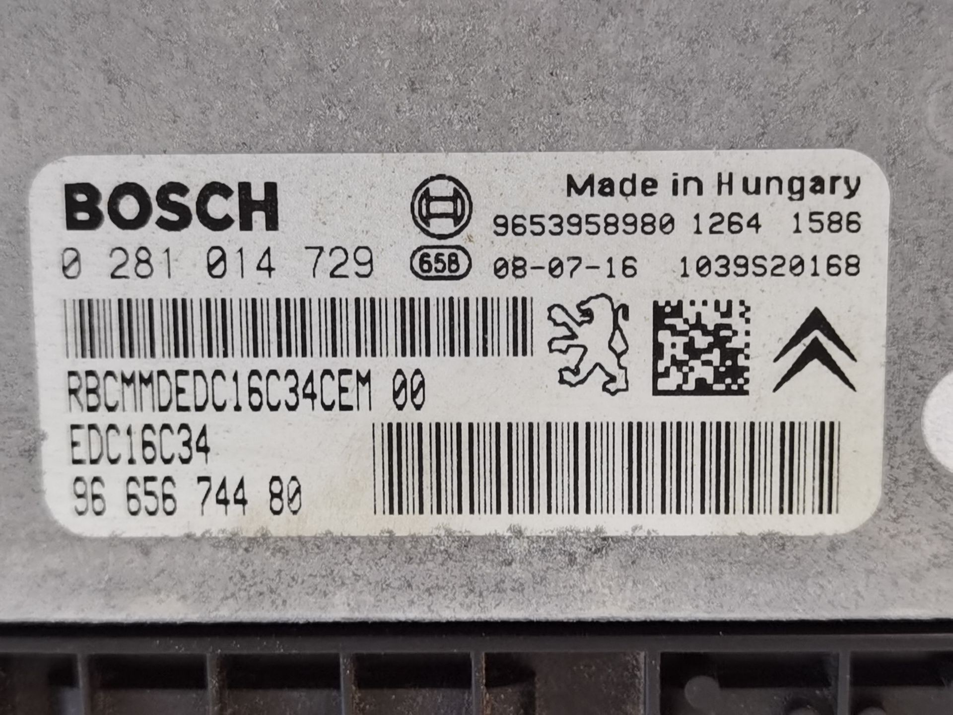 CENTRALITA MOTOR UCE CITROËN C4 PICASSO I Monospace (UD_) 0281014729 / 9665674480 02810147299665674480 - Vista 2