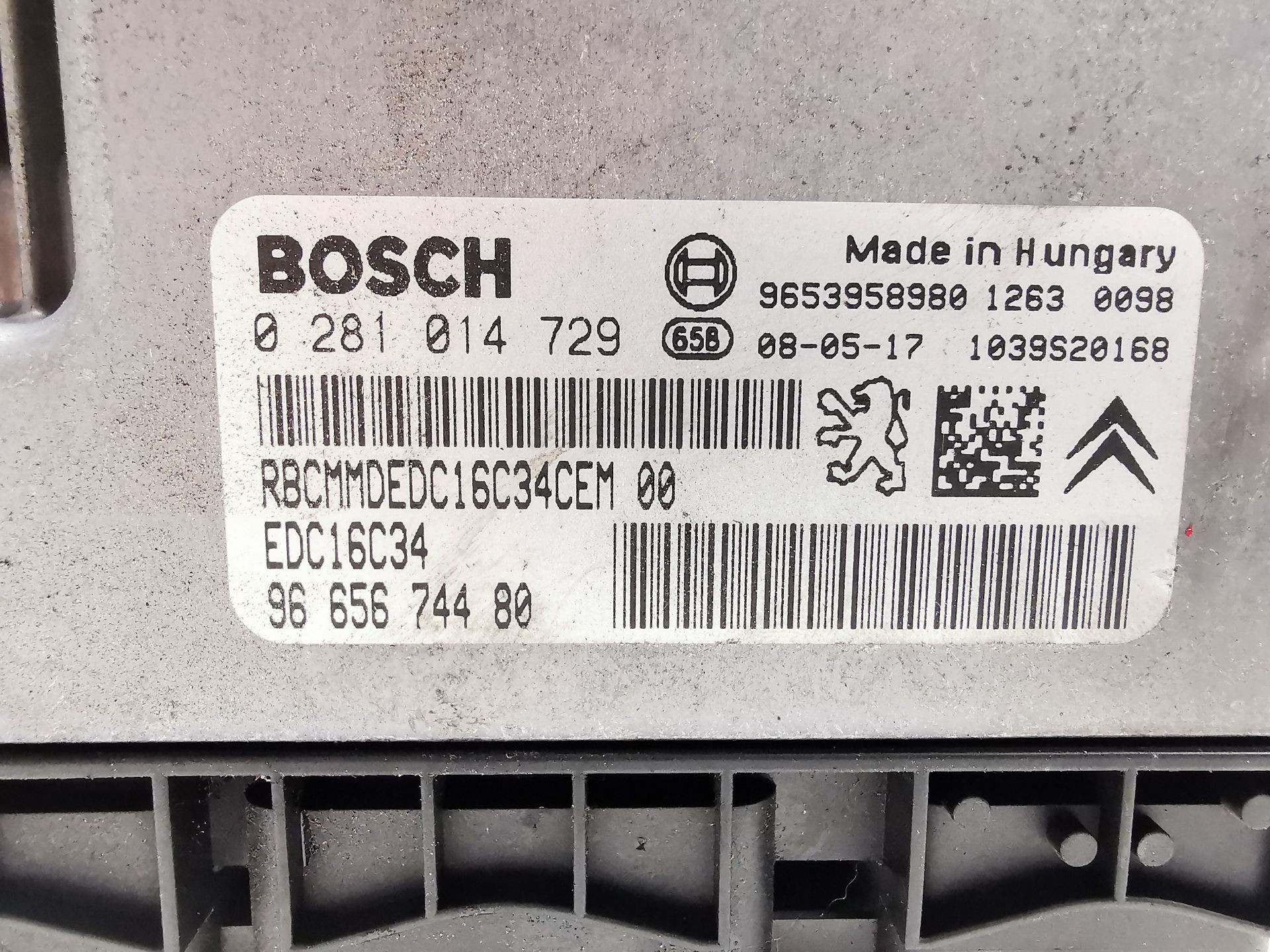 CENTRALITA MOTOR UCE CITROËN C4 PICASSO I Monospace (UD_) 9665674480 / EDC16C34 / 0281014729 9665674480EDC16C340281014729 - Vista 2