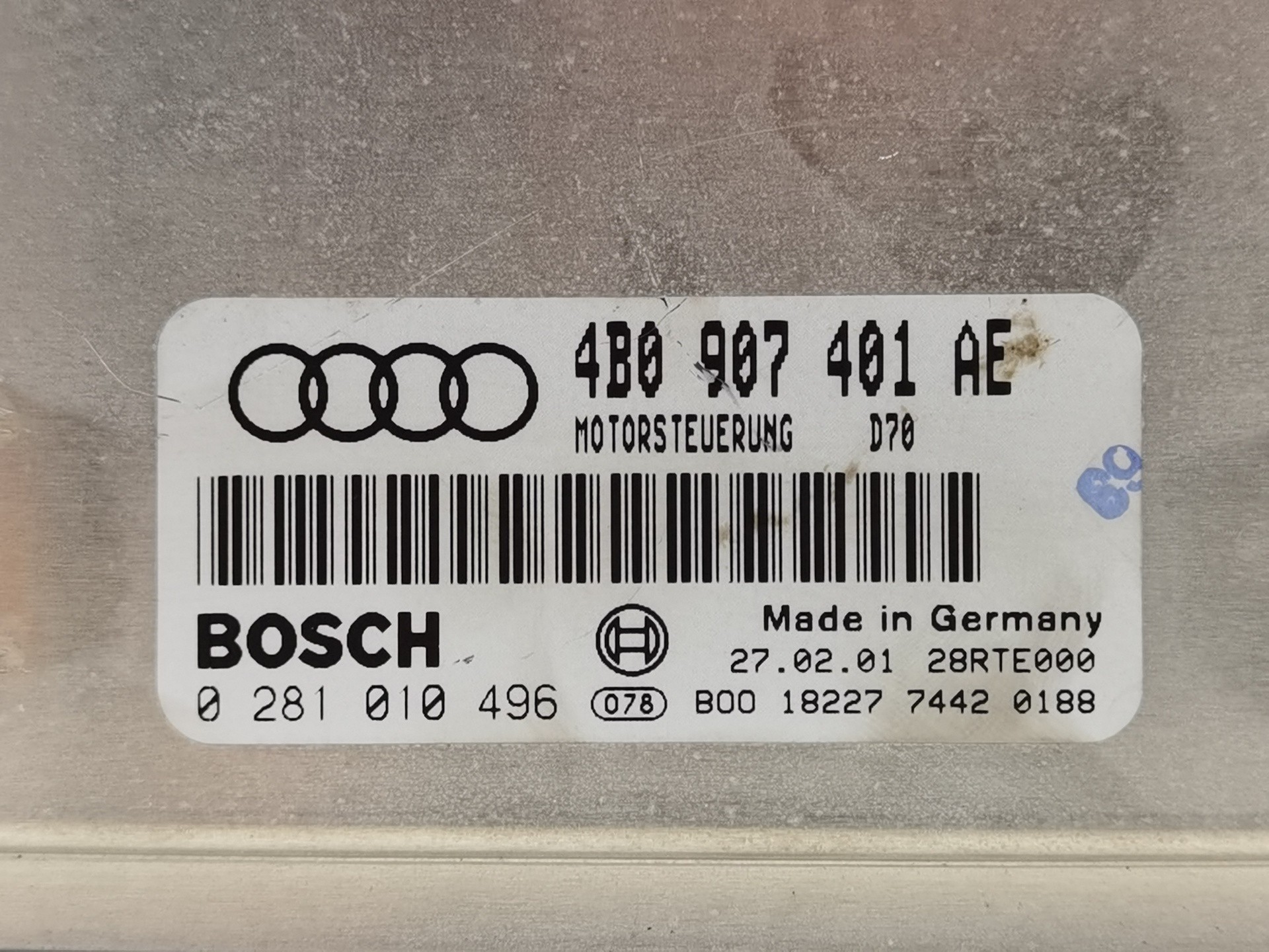 CENTRALITA MOTOR UCE AUDI A6 BERLINA (4B2) 4B0907401AE / 0281010496 4B0907401AE0281010496 - Vista 2