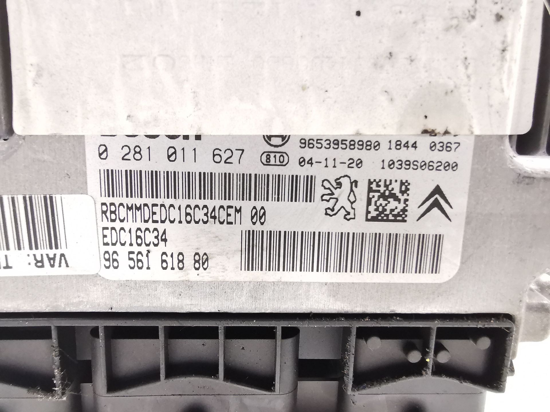 CENTRALITA MOTOR UCE PEUGEOT 307 SW (3H) 9656161880 / EDC16C34 / 9653958980 / 0281011627 9656161880EDC16C3496539589800281011627 - Vista 2
