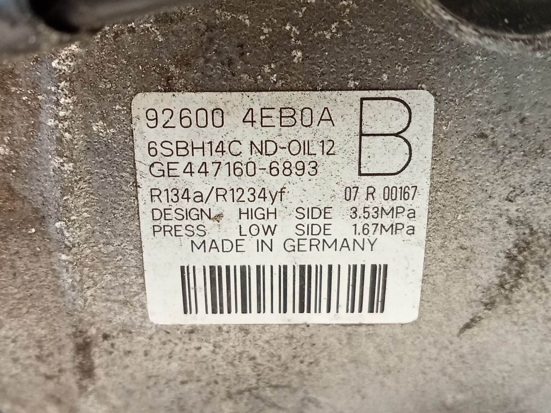 COMPRESOR AIRE ACONDICIONADO RENAULT SCÉNIC III (JZ0/1_) 926004EB0A / 6SBH14C 926004EB0A6SBH14C - Vista 3