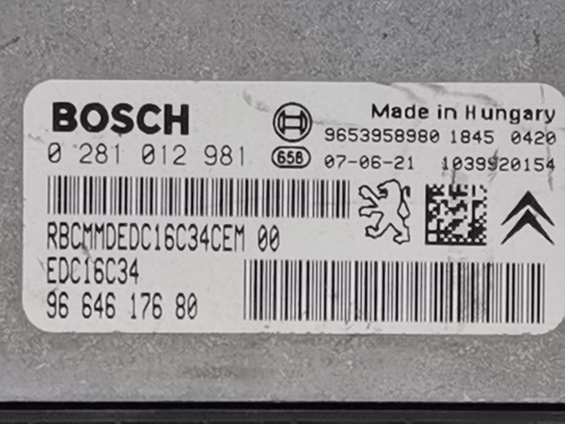 CENTRALITA MOTOR UCE CITROËN C4 PICASSO I Monospace (UD_) 9664617680 / 0281012981 / 9653958980 966461768002810129819653958980 - Vista 2