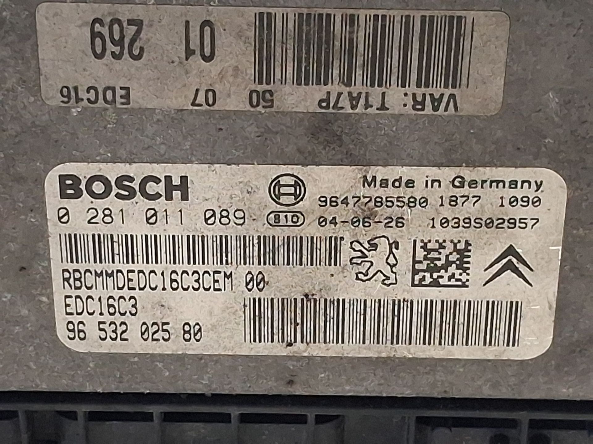 CENTRALITA MOTOR UCE PEUGEOT 206 Hatchback (2A/C) 9653202580 / 0281011089 96532025800281011089 - Vista 2