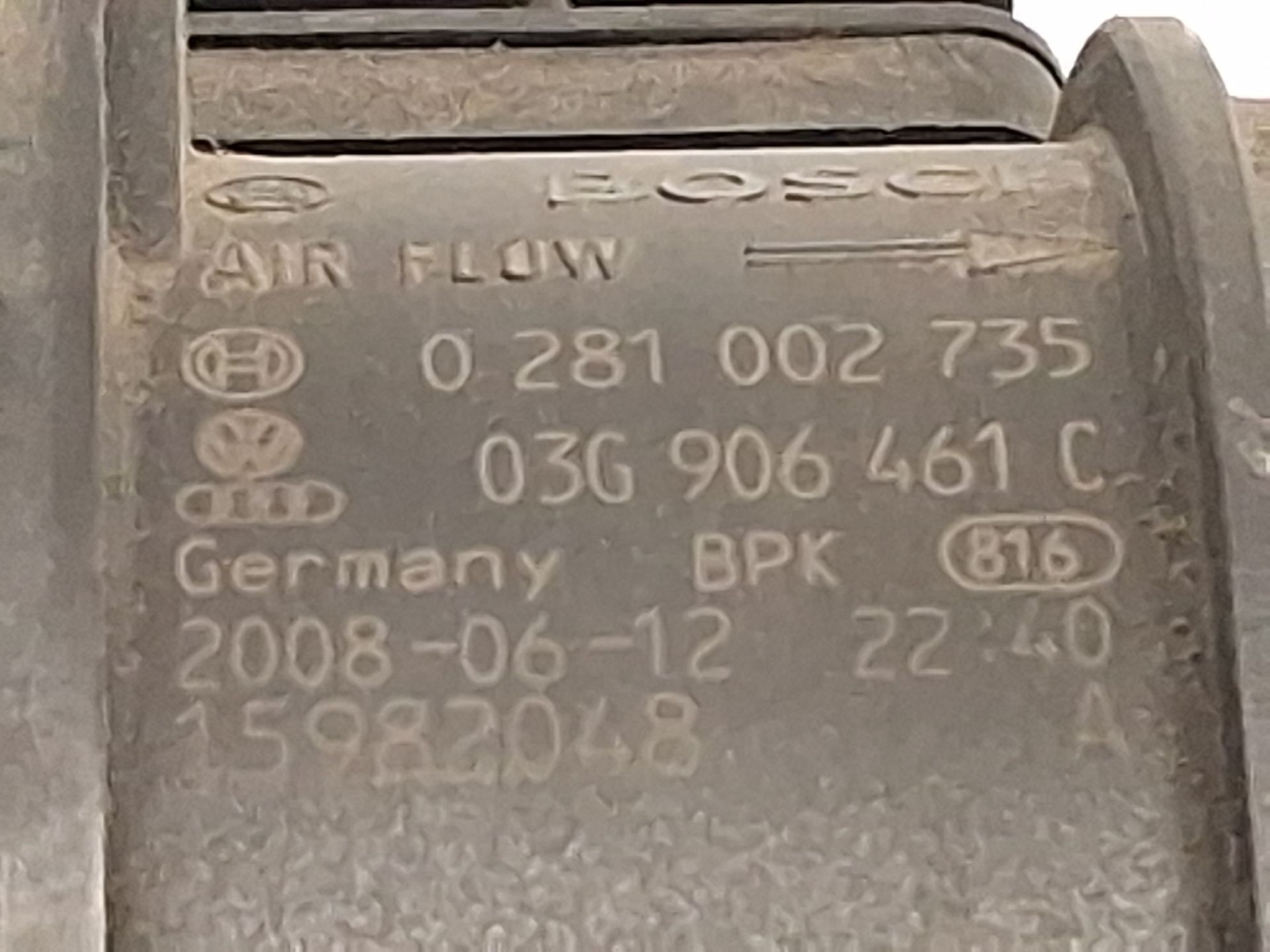 CAUDALÍMETRO VOLKSWAGEN PASSAT B6 (3C2) 03G906461C / 0281002735 03G906461C0281002735 - Vista 2