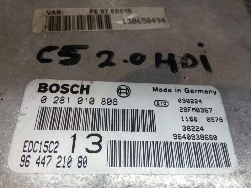 CENTRALITA MOTOR UCE CITROËN C5 BERLINA 9644721080 / 9640938680 / 0281010808 964472108096409386800281010808 - Vista 3
