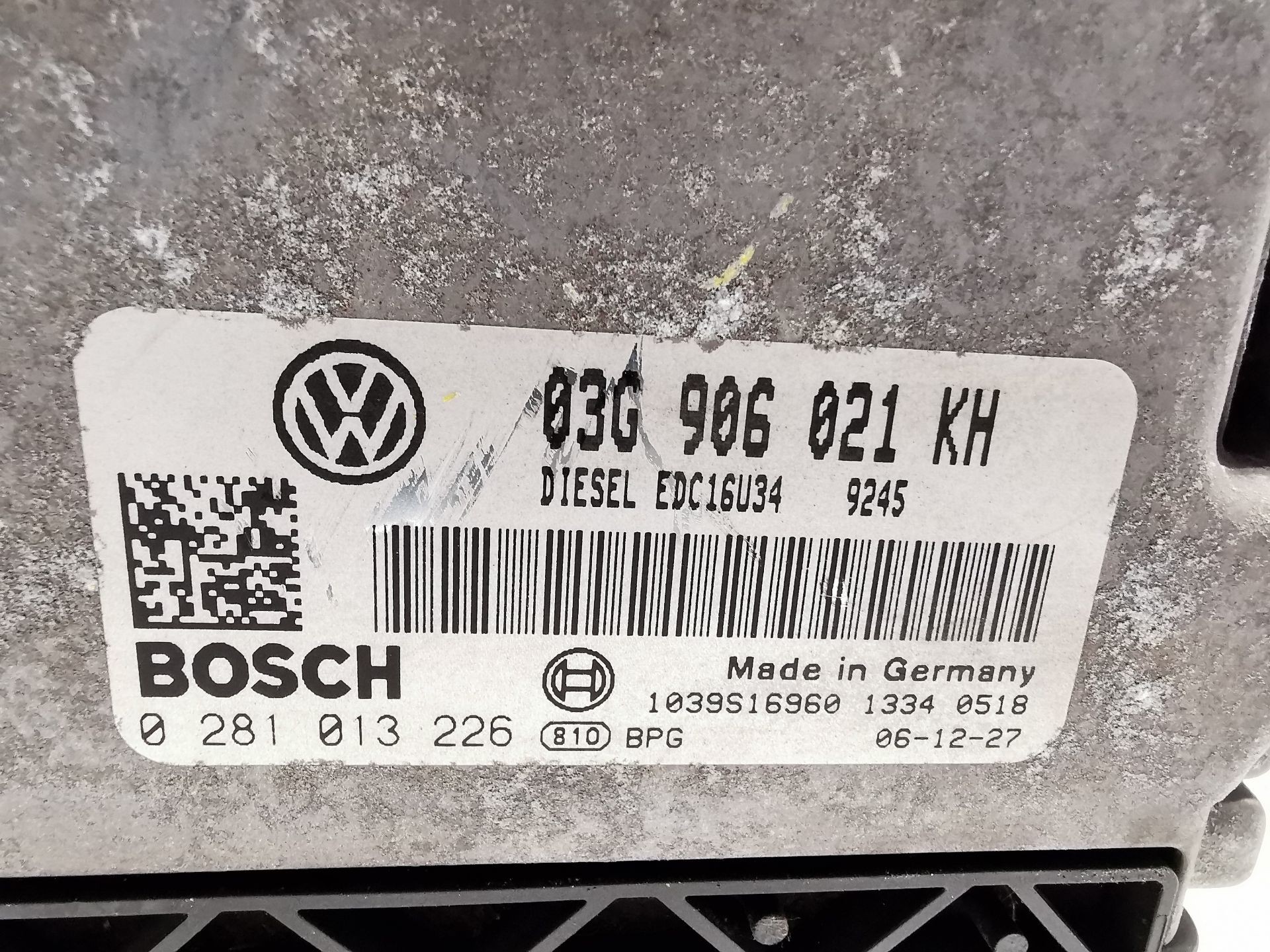 CENTRALITA MOTOR UCE VOLKSWAGEN GOLF V (1K1) 03G906021KH / 1039S16960 / 0281013226 03G906021KH1039S169600281013226 - Vista 3