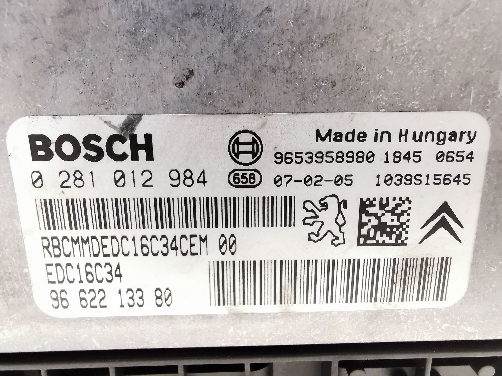 CENTRALITA MOTOR UCE PEUGEOT 407 (6D_) 9662213380 / EDC13C34 / 0281012984 9662213380EDC13C340281012984 - Vista 2
