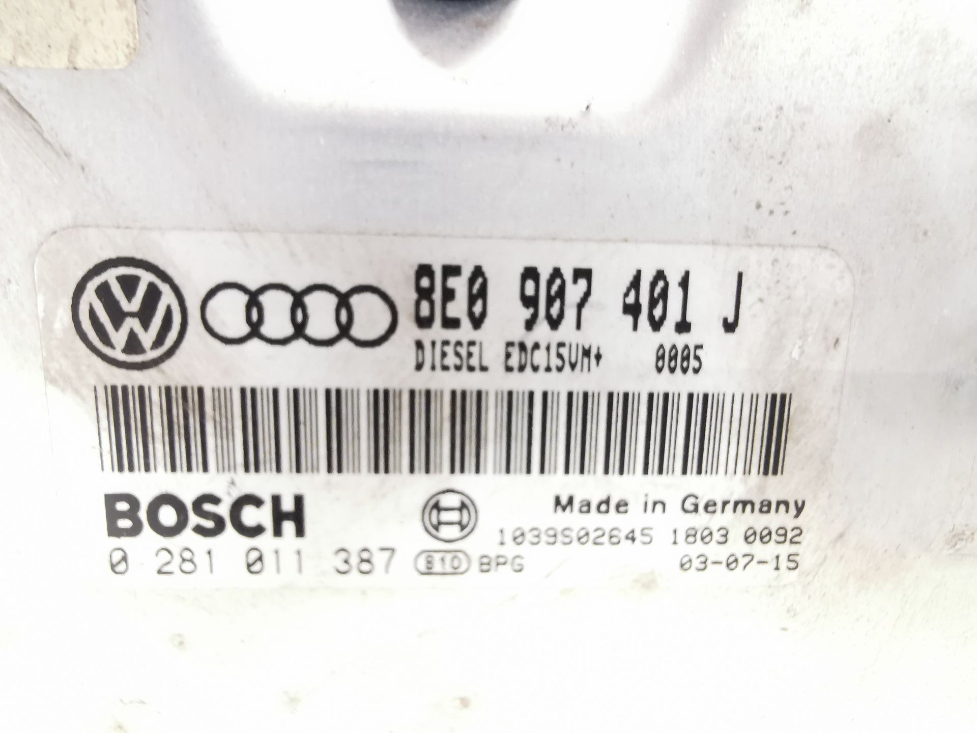 CENTRALITA MOTOR UCE VOLKSWAGEN PASSAT B5.5 (3B3) 8E0907401J / 1039S02645 / 0281011387 8E0907401J1039S026450281011387 - Vista 2