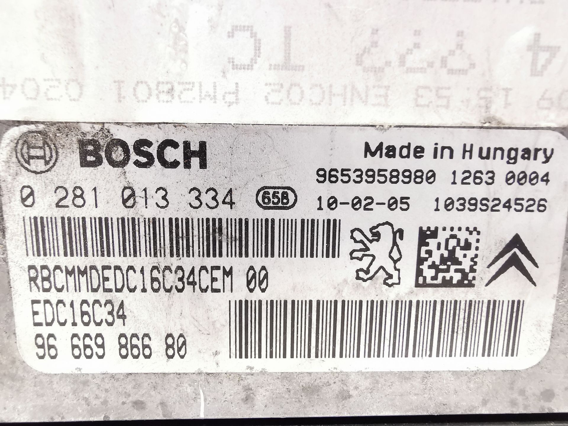 CENTRALITA MOTOR UCE PEUGEOT 5008 (0U_, 0E_) 9666986680 / EDC16C34 / 0281013334 9666986680EDC16C340281013334 - Vista 3