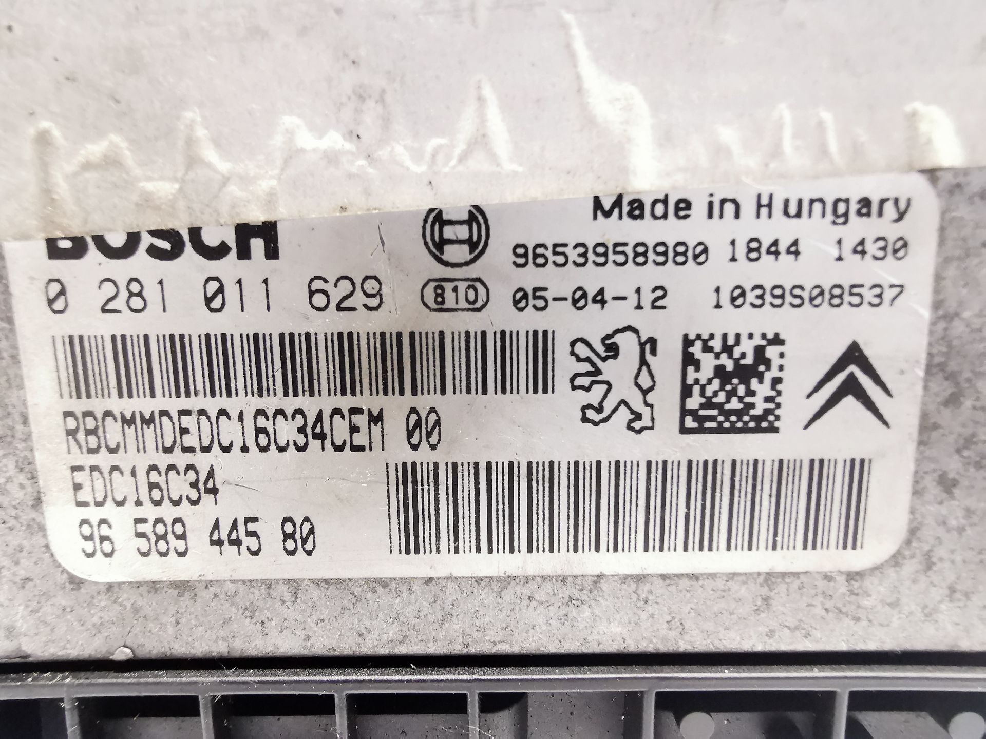 CENTRALITA MOTOR UCE PEUGEOT 407 SW (6E_, 6D_) 9658944580 / EDC13C34 / 0281011629 9658944580EDC13C340281011629 - Vista 2