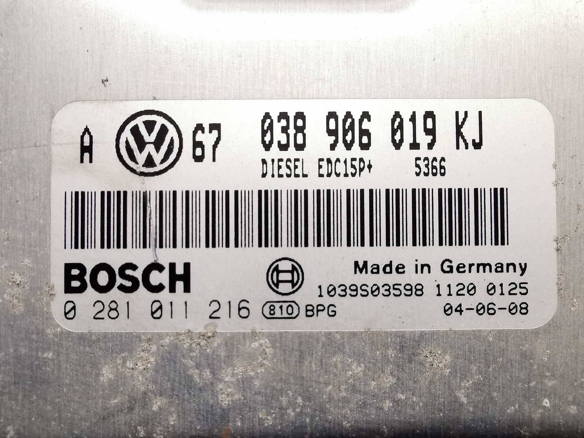 CENTRALITA MOTOR UCE SEAT TOLEDO II (1M2) 038906019KJ / EDC15P / 0281011216 038906019KJEDC15P0281011216 - Vista 2