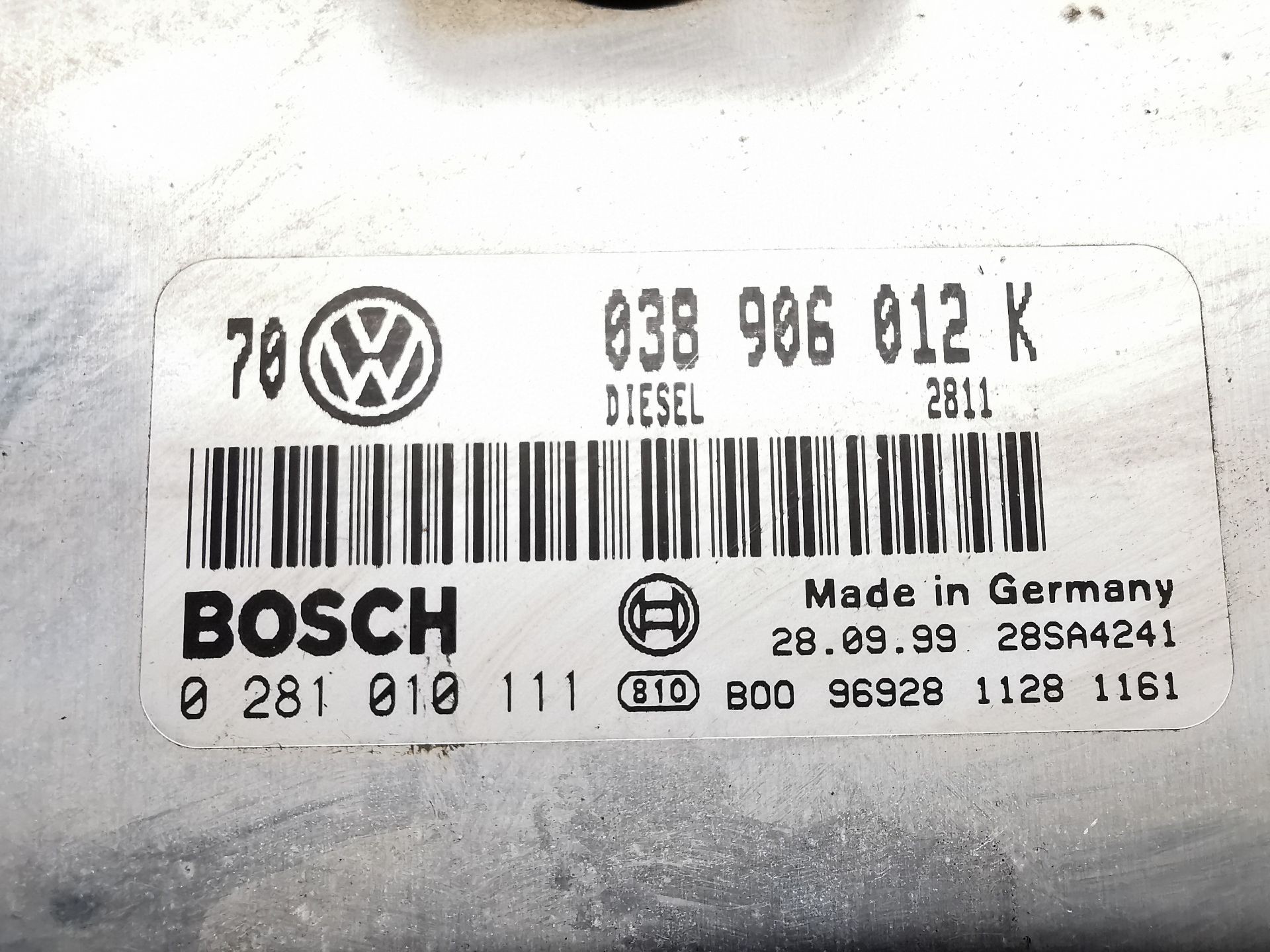 CENTRALITA MOTOR UCE VOLKSWAGEN BORA I (1J2) 038906012K / B0096928 / 0281010111 038906012KB00969280281010111 - Vista 2
