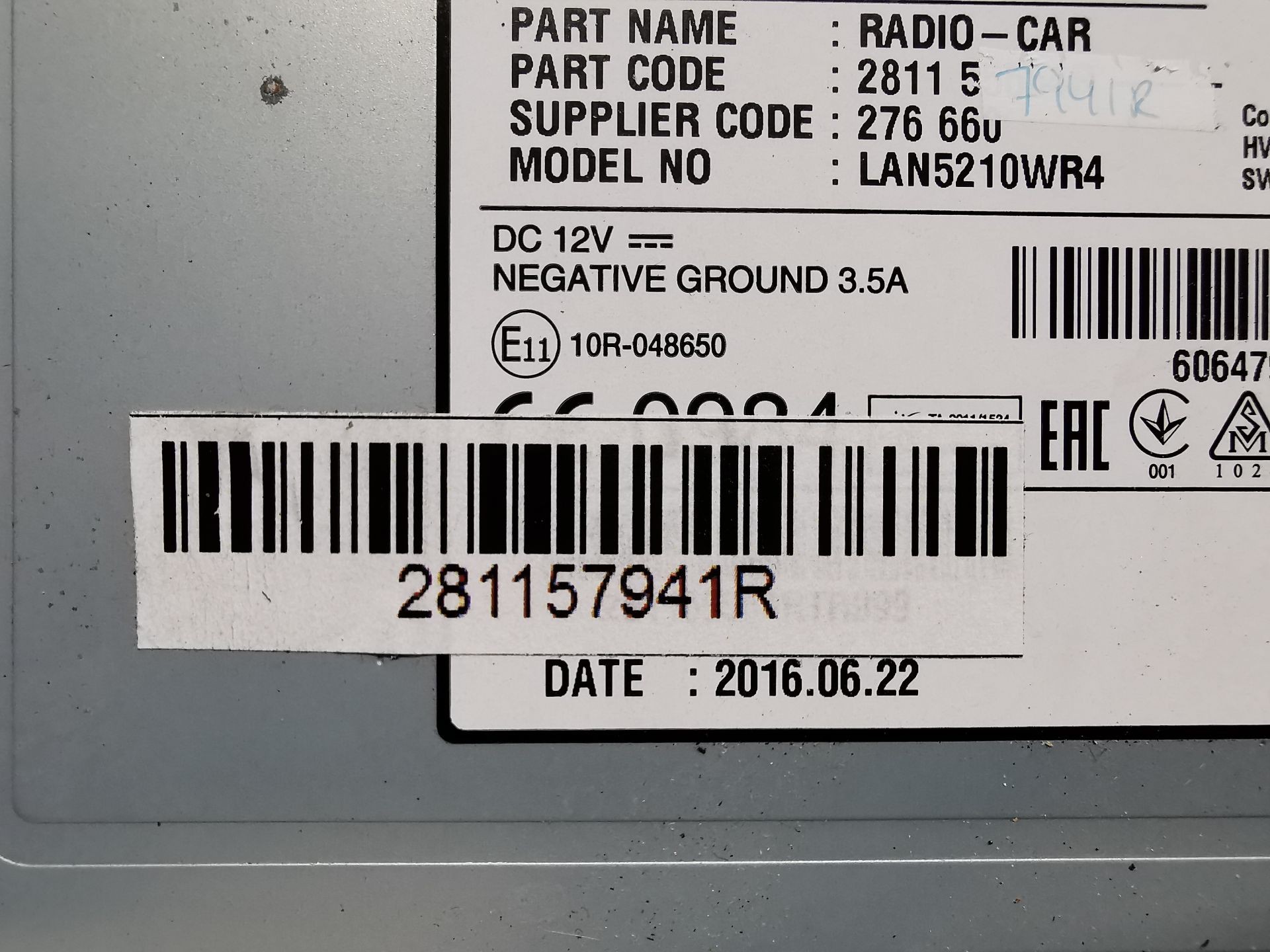 SISTEMA AUDIO / RADIO CD RENAULT CLIO IV (BH_) 281157941R / 606479041 281157941R606479041 - Vista 2