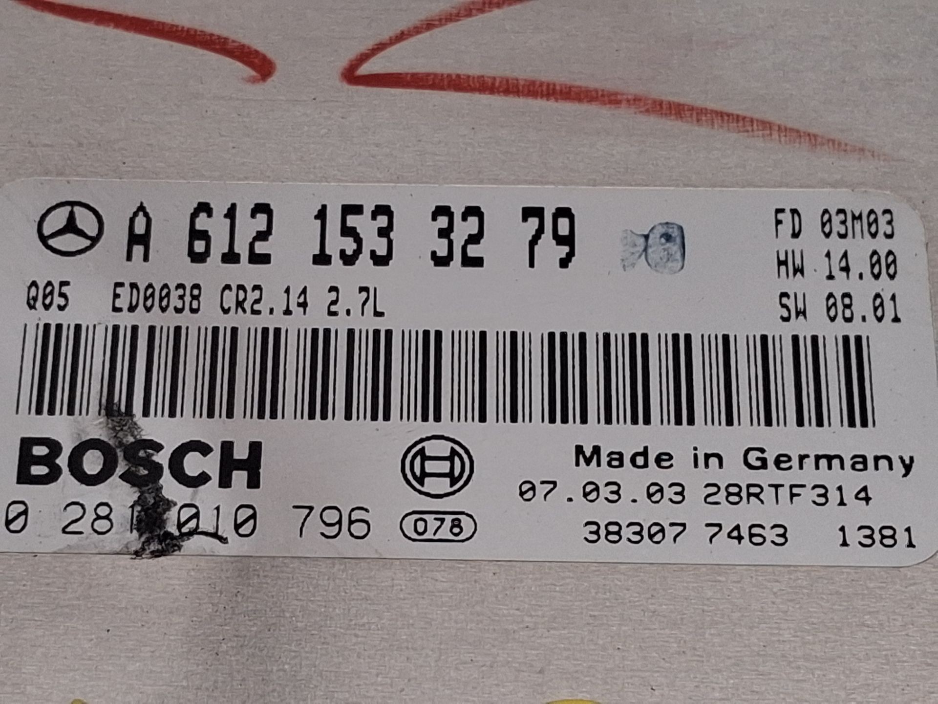 CENTRALITA MOTOR UCE MERCEDES-BENZ CLASE M (W163) A6121533279 / ED0038CR2.14 / 0281010796 A6121533279ED0038CR2140281010796 - Vista 3
