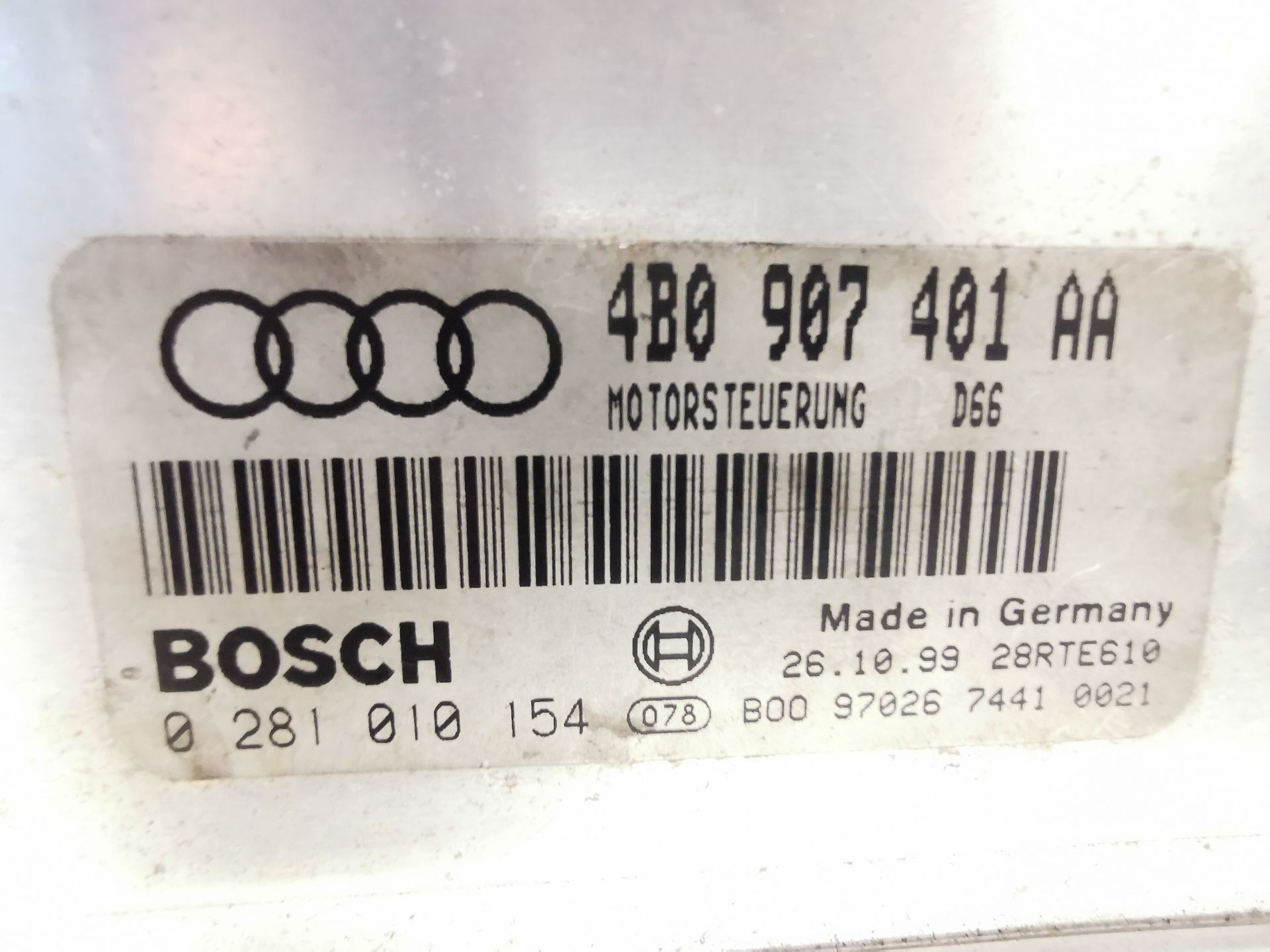 CENTRALITA MOTOR UCE AUDI A6 C5 (4B2, 4B4) 4B0907401AA / 28RTE610 / 0281010154 4B0907401AA28RTE6100281010154 - Vista 3