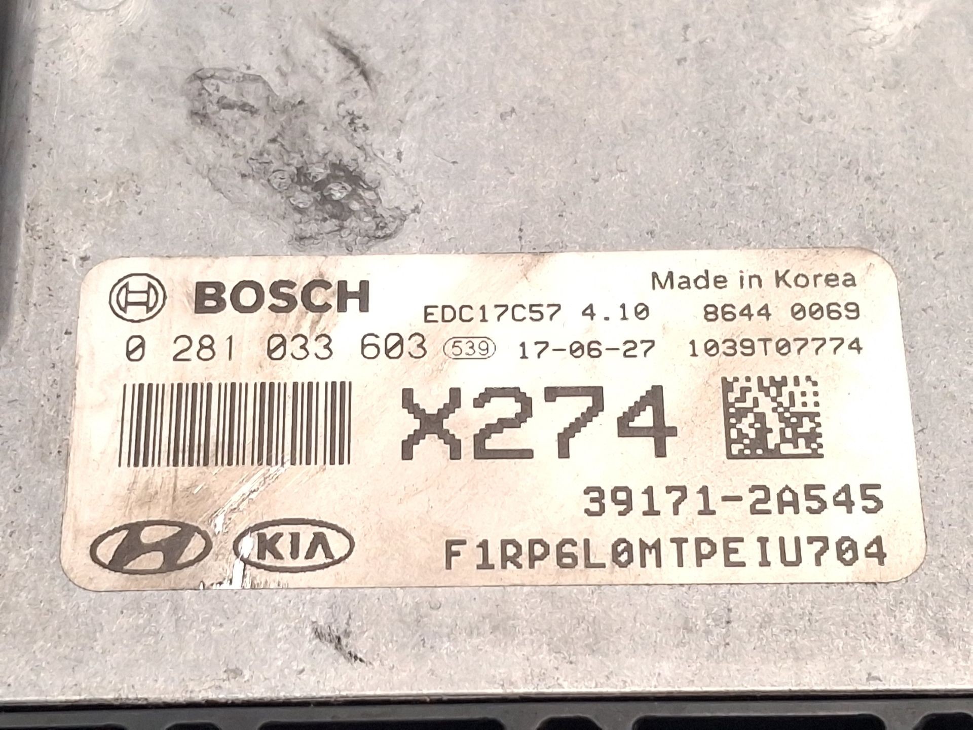 CENTRALITA MOTOR UCE KIA CARENS IV 391712A545 / X274 / 0281033603 391712A545X2740281033603 - Vista 2