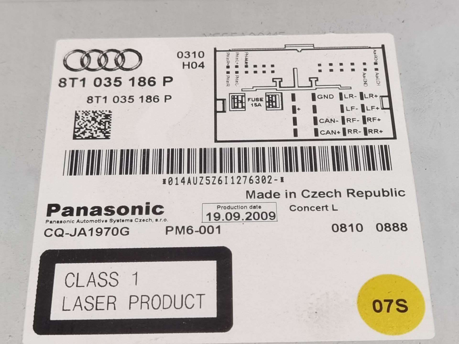 SISTEMA AUDIO / RADIO CD AUDI A4 B8 (8K2) 8T1035186P / CQJA1970G 8T1035186PCQJA1970G - Vista 3