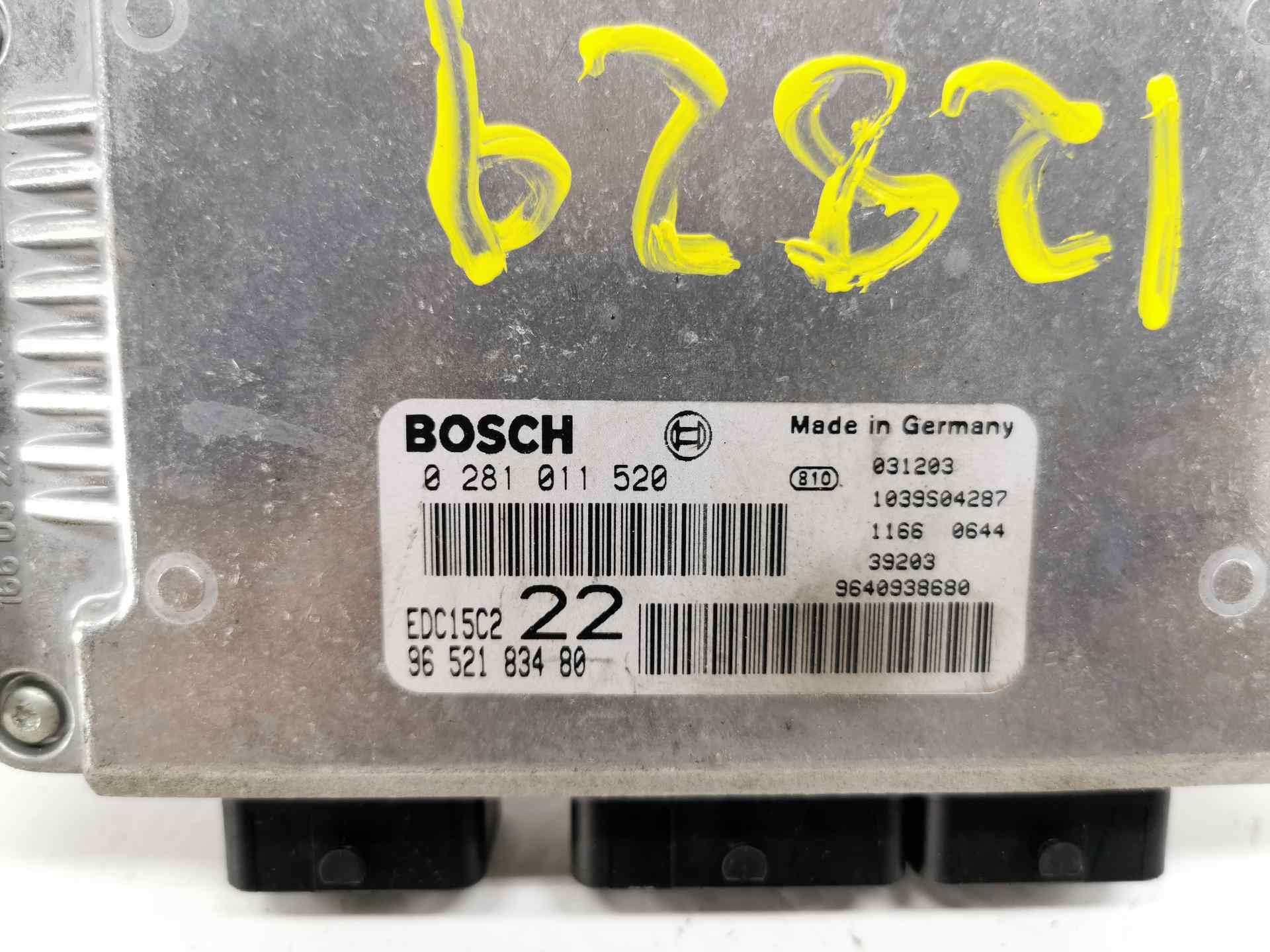 CENTRALITA MOTOR UCE PEUGEOT 406 BERLINA (S1/S2) 9652183480 / EDC15C222 / 0281011520 9652183480EDC15C2220281011520 - Vista 2