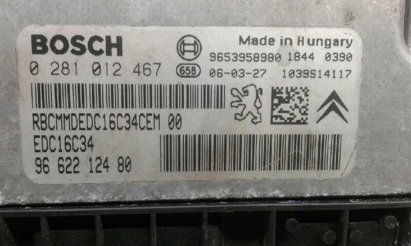 CENTRALITA MOTOR UCE PEUGEOT 207 9662212480 / EDC16C34 / 0281012467 9662212480EDC16C340281012467 - Vista 2