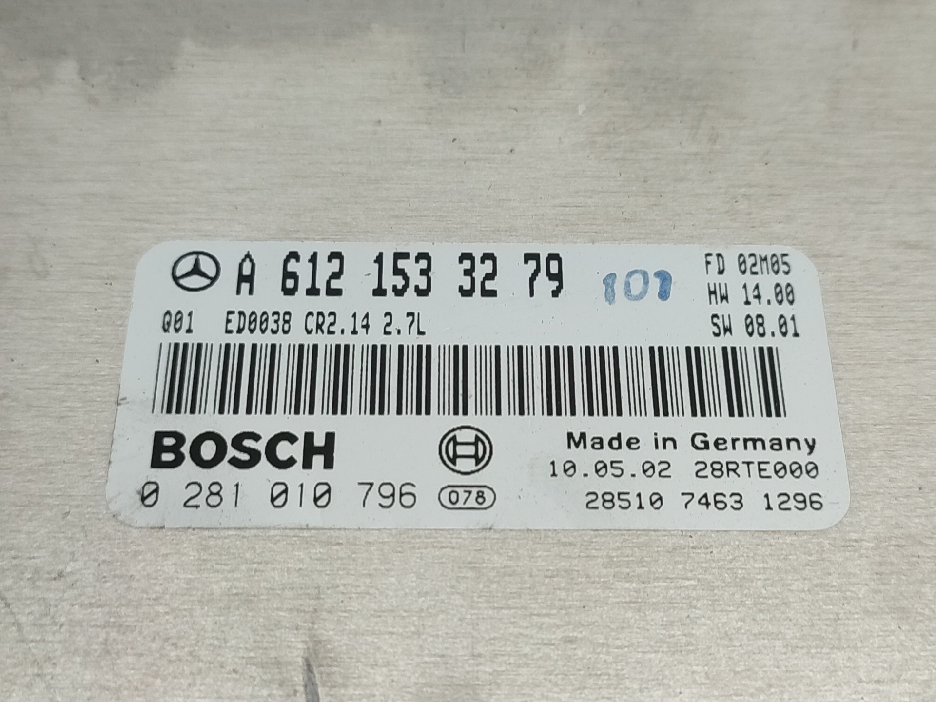 CENTRALITA MOTOR UCE MERCEDES-BENZ CLASE M (W163) 0281010796 / A6121533279 0281010796A6121533279 - Vista 3
