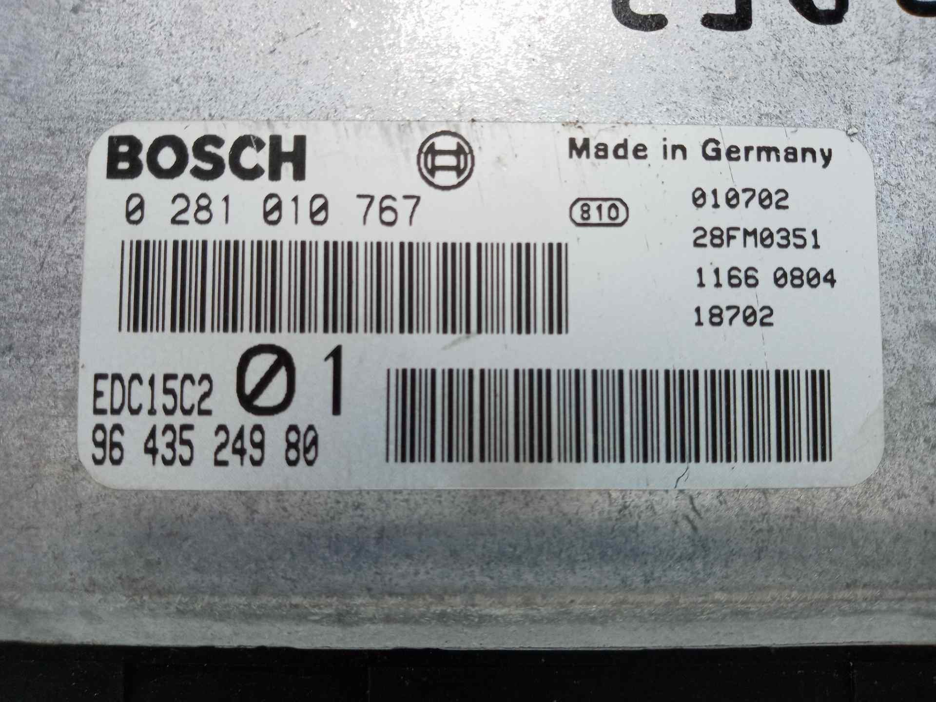 CENTRALITA MOTOR UCE PEUGEOT 206 BERLINA 0281010767 / 9643524980 02810107679643524980 - Vista 3
