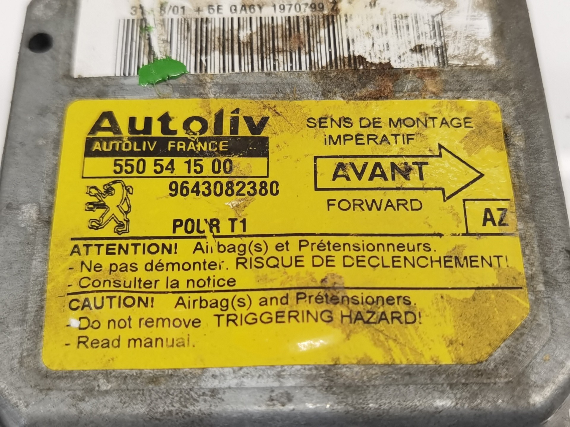 CENTRALITA AIRBAG PEUGEOT 206 BERLINA 9643082380 / 550541500 9643082380550541500 - Vista 3