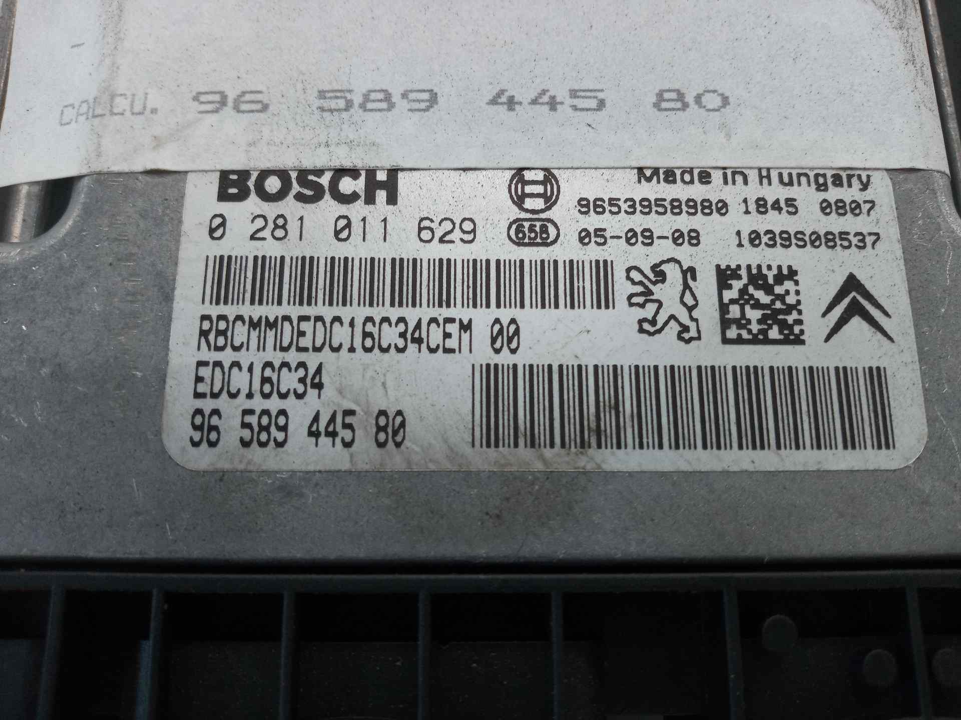 CENTRALITA MOTOR UCE CITROËN C4 BERLINA 9658944580 / EDC16C34 / 0281011629 9658944580EDC16C340281011629 - Vista 2